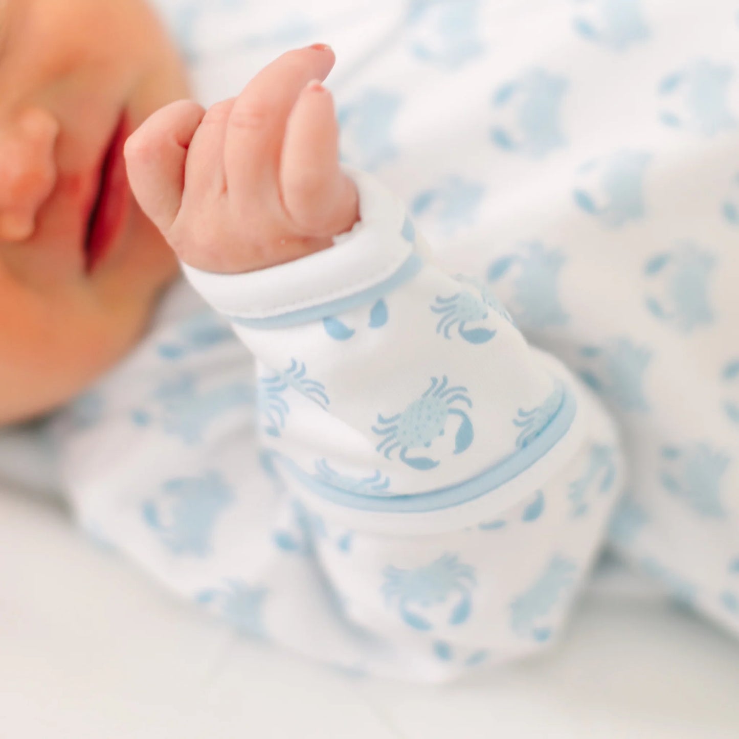 Little Crawlers Light Blue Print Zip Footie