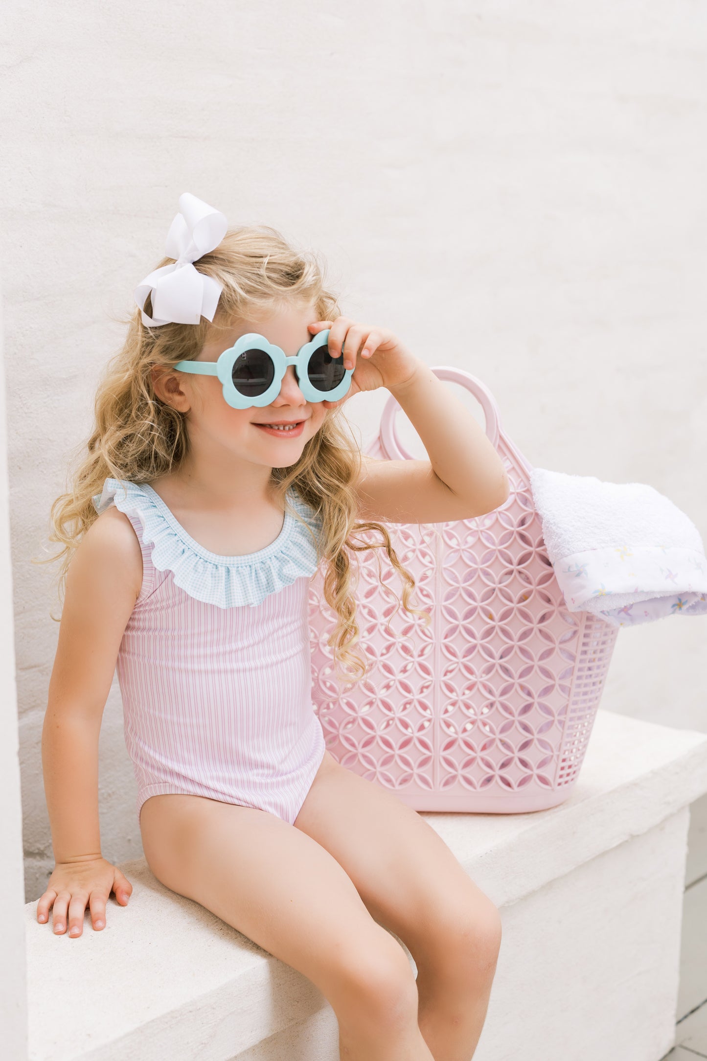 Sarah Swimsuit - Pink Pinstripe