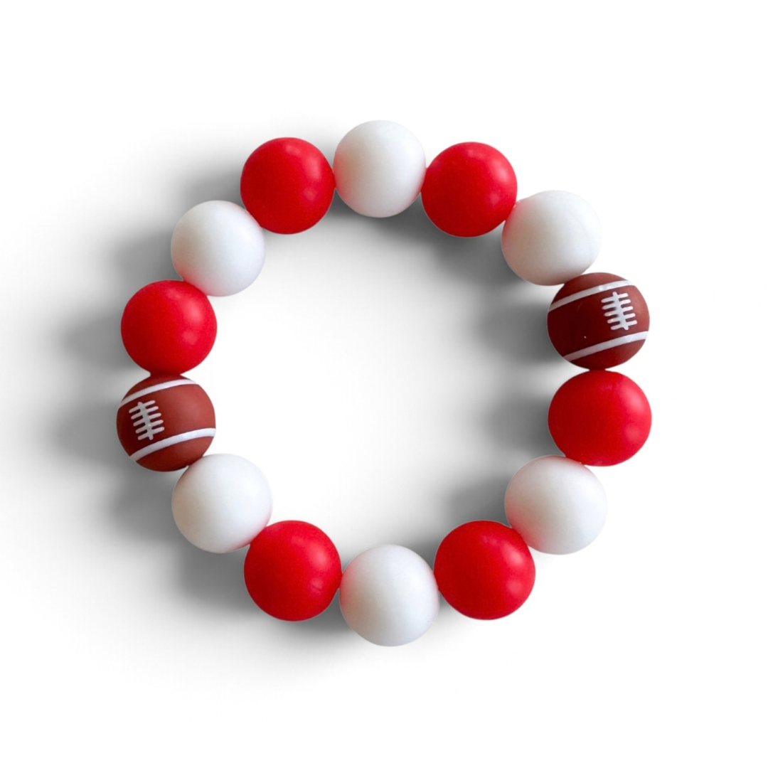 Beaded Bracelet - Red and White Football Edition