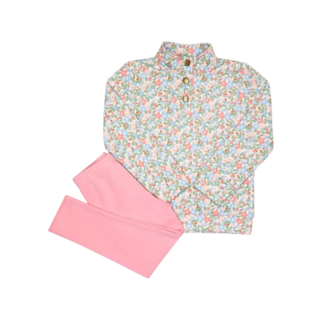 Wynnie Floral Popped Collar Pullover and Leggings Set