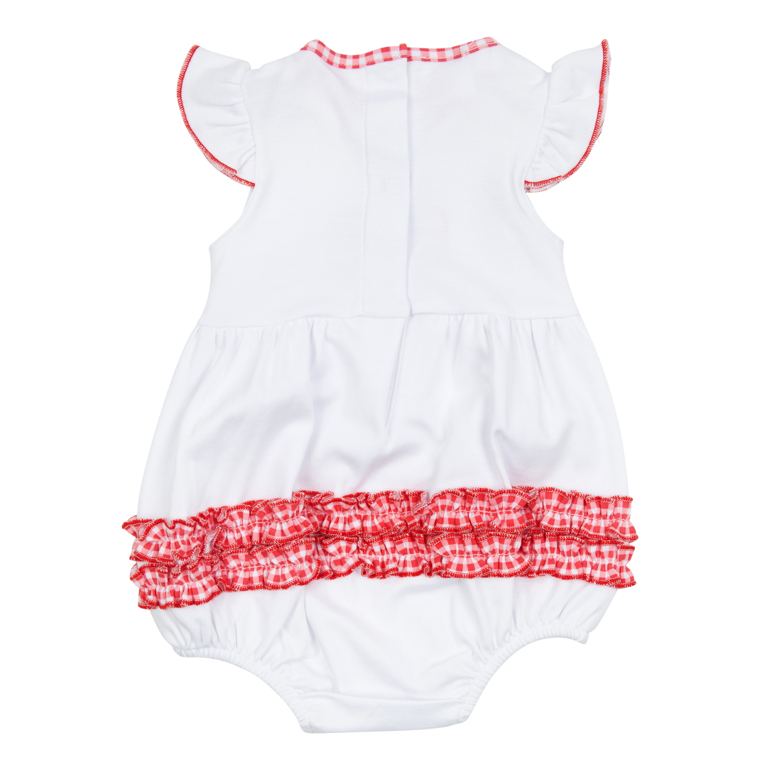 Red, White and Yum! Applique Red Ruffle Flutters Bubble