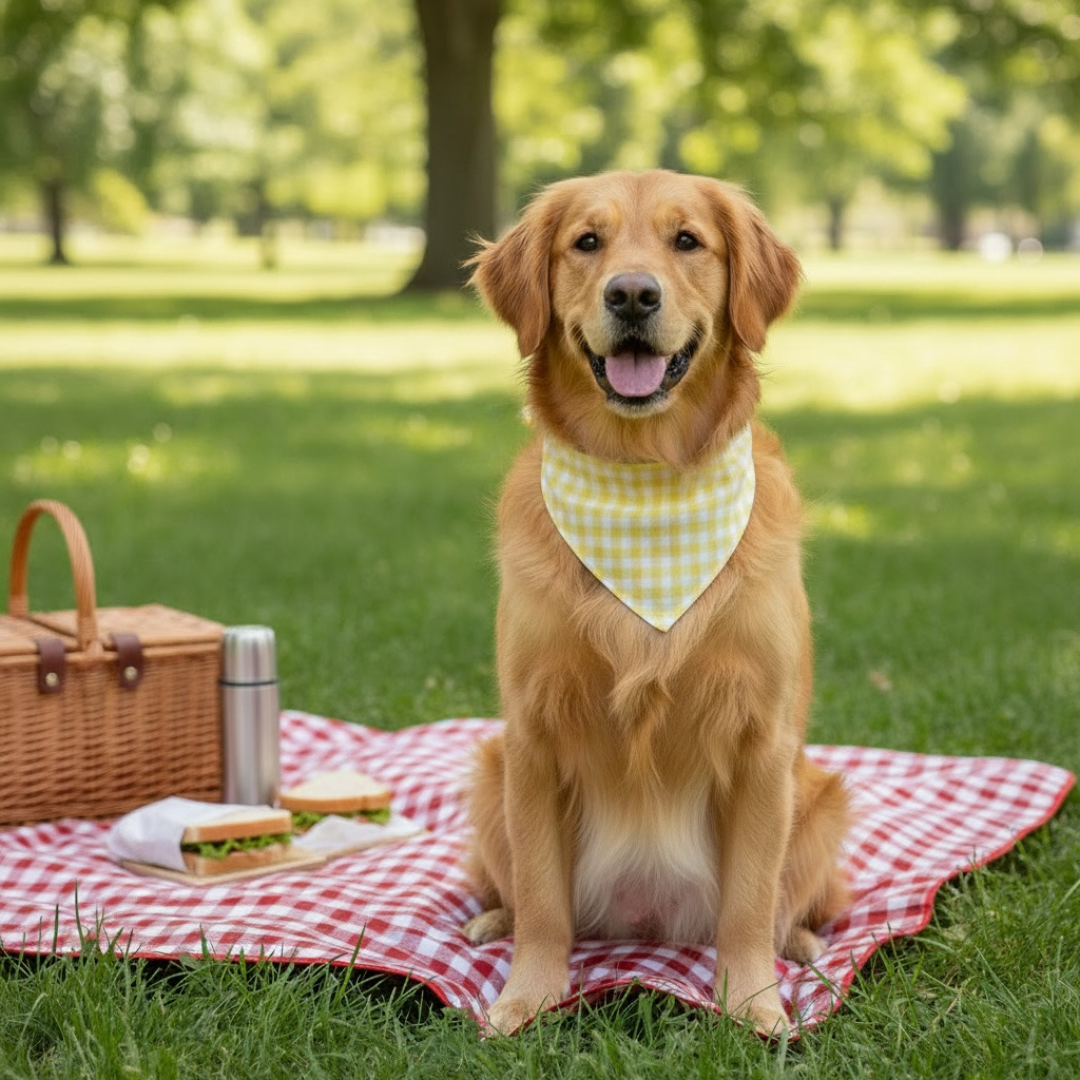 Yellow Gingham Dog Bandana