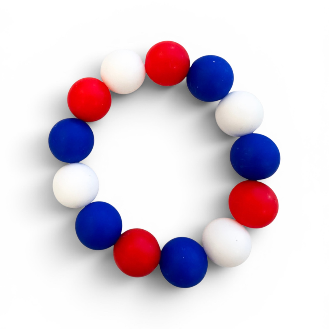 Beaded Bracelet - Red, White and Blue