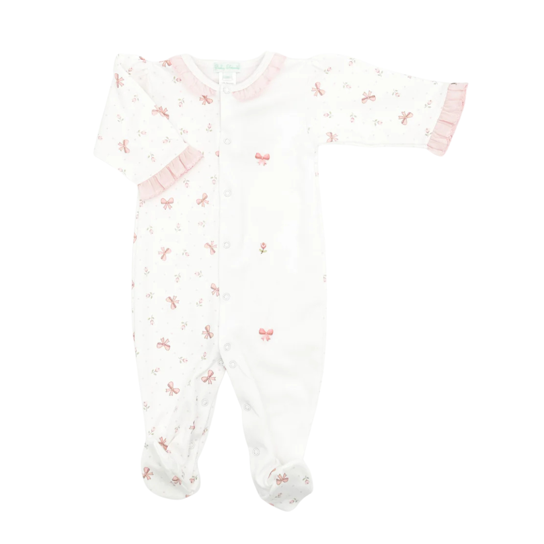 Bows Print Pima Cotton Footie