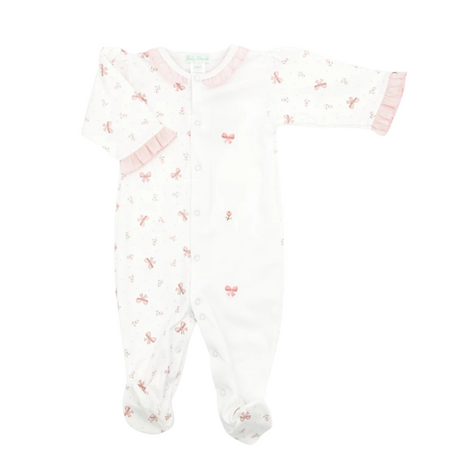 Bows Print Pima Cotton Footie