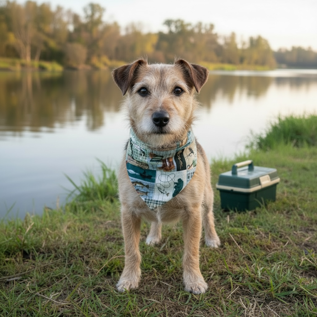 Gone Fishing Dog Bandana