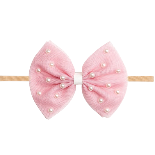 Pretty Pearl Tulle Bow Baby Headband