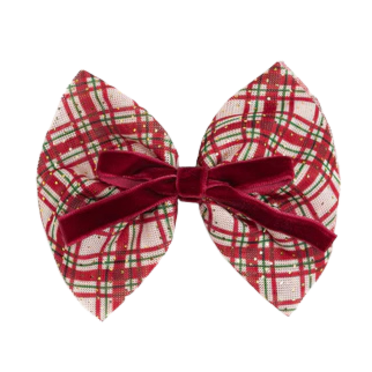 Christmas Plaid Layered Bow Clip
