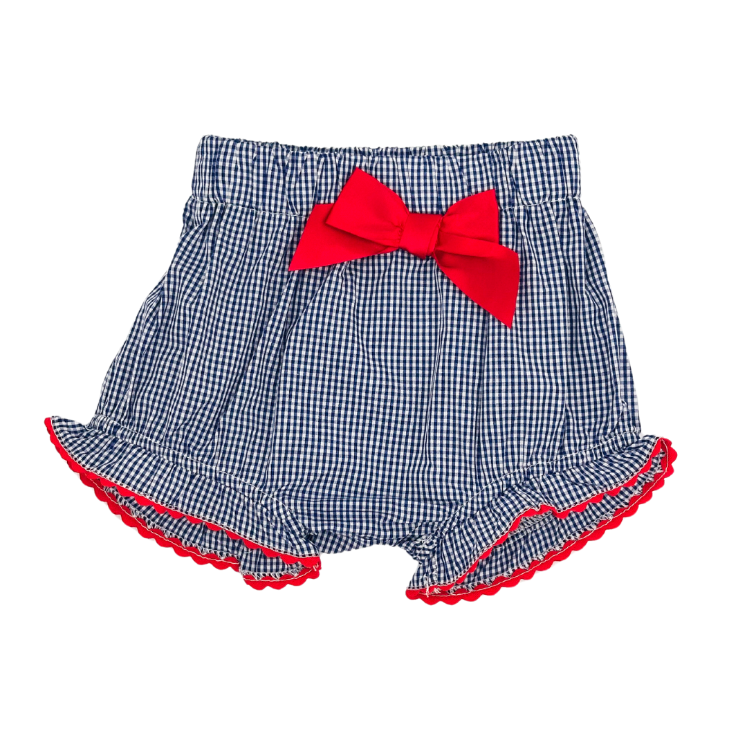 Blue USA Flag Smocked Top and Bloomer Set