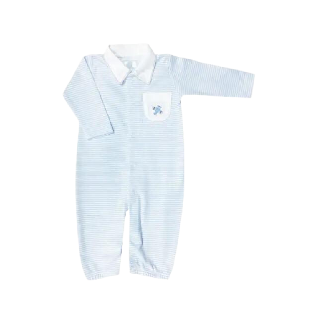 Airplanes Striped Pima Cotton Baby Converter Gown