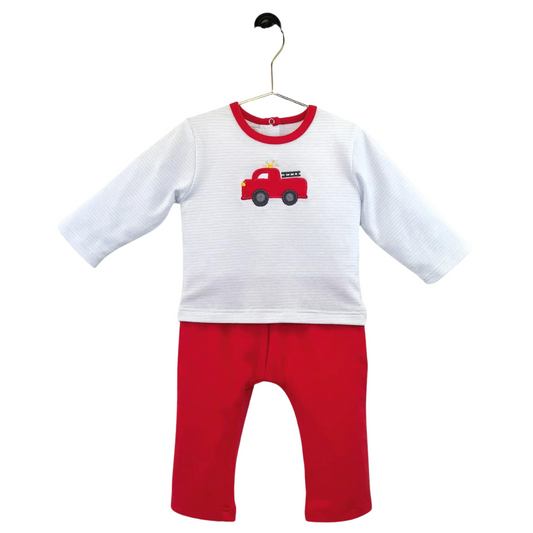 Fire Truck Knit Top and Pant Set
