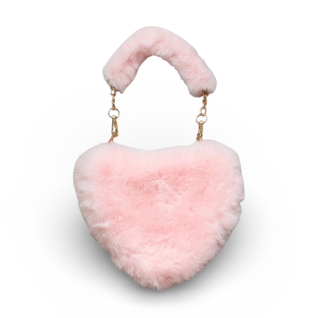 Pink Furry Heart Purse