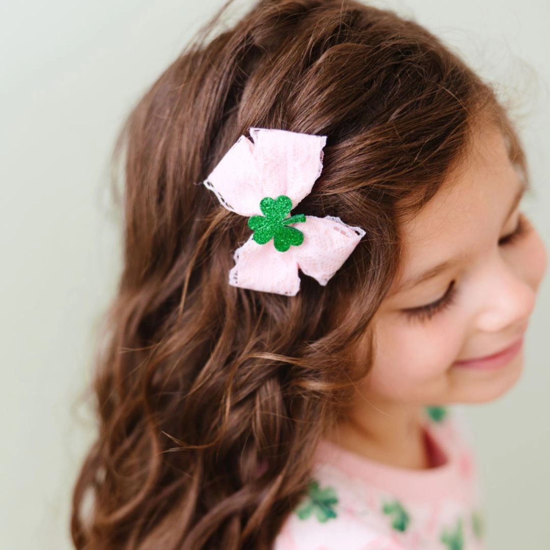 Shamrock Lace Bow Clip