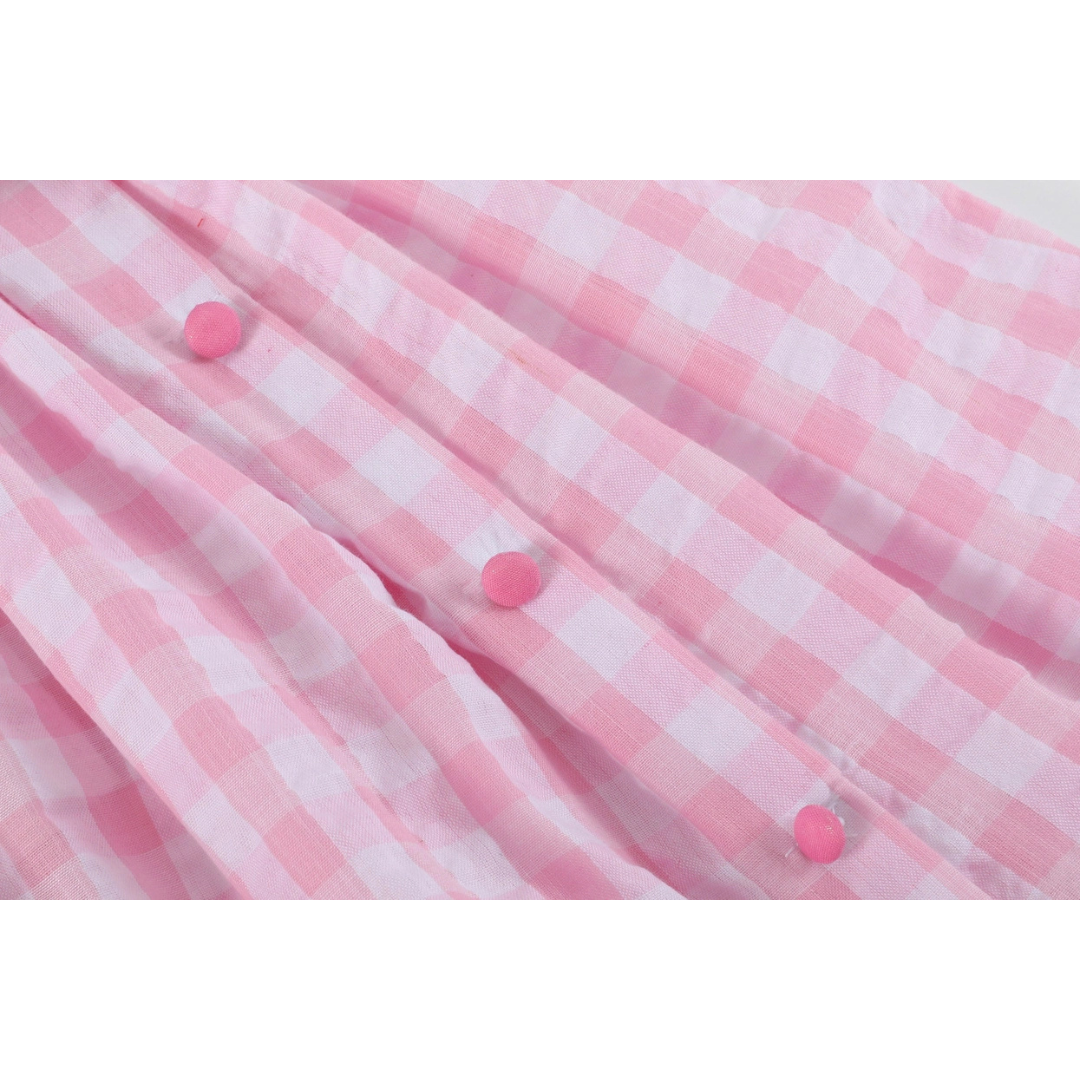 Pink Gingham Bunny Family Yoke Dress