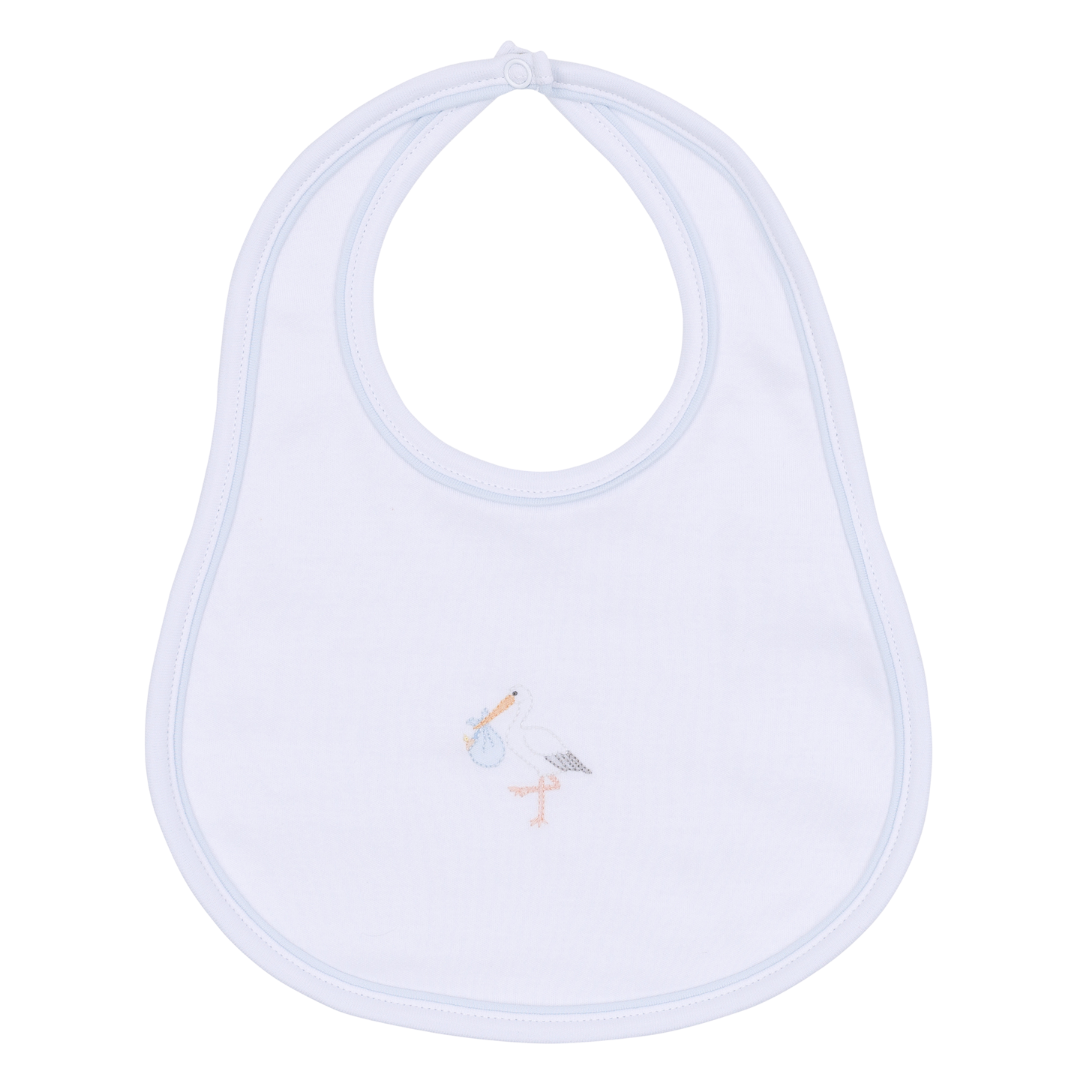 Light Blue Vintage Stork Bib
