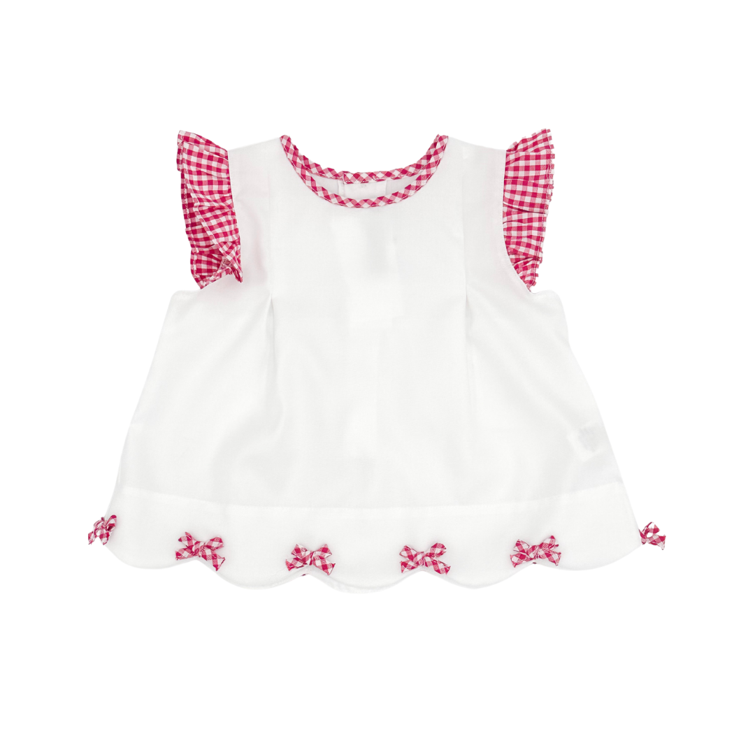 Pink Checkered Scallop Top & Bloomers