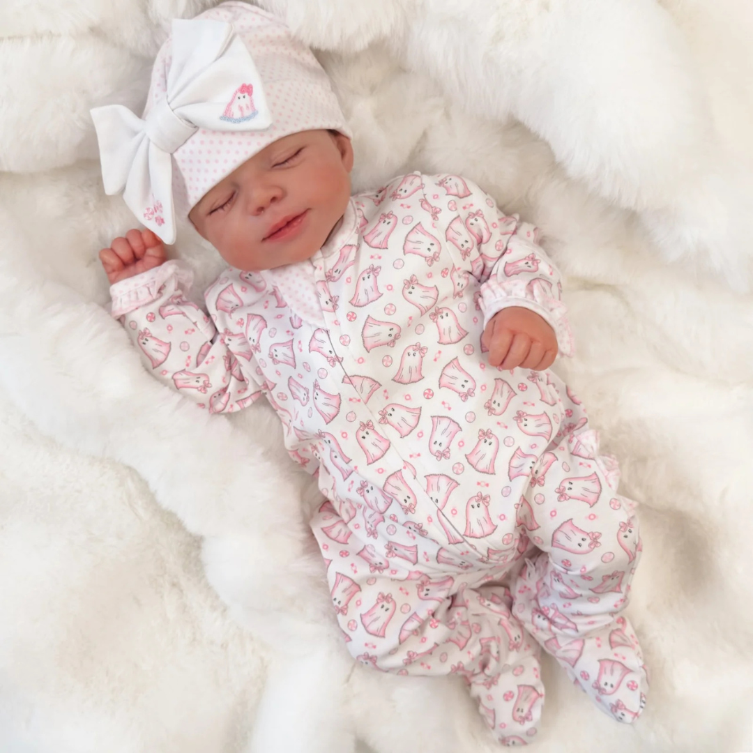 My Little Boo Pink Printed Ruffle Zipper Footie
