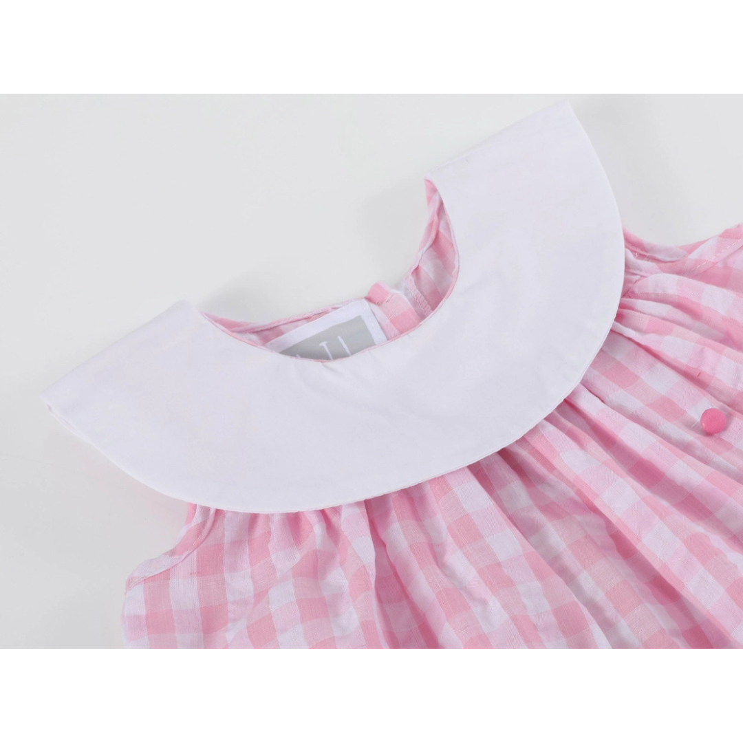 Pink Gingham Bunny Family Yoke Dress