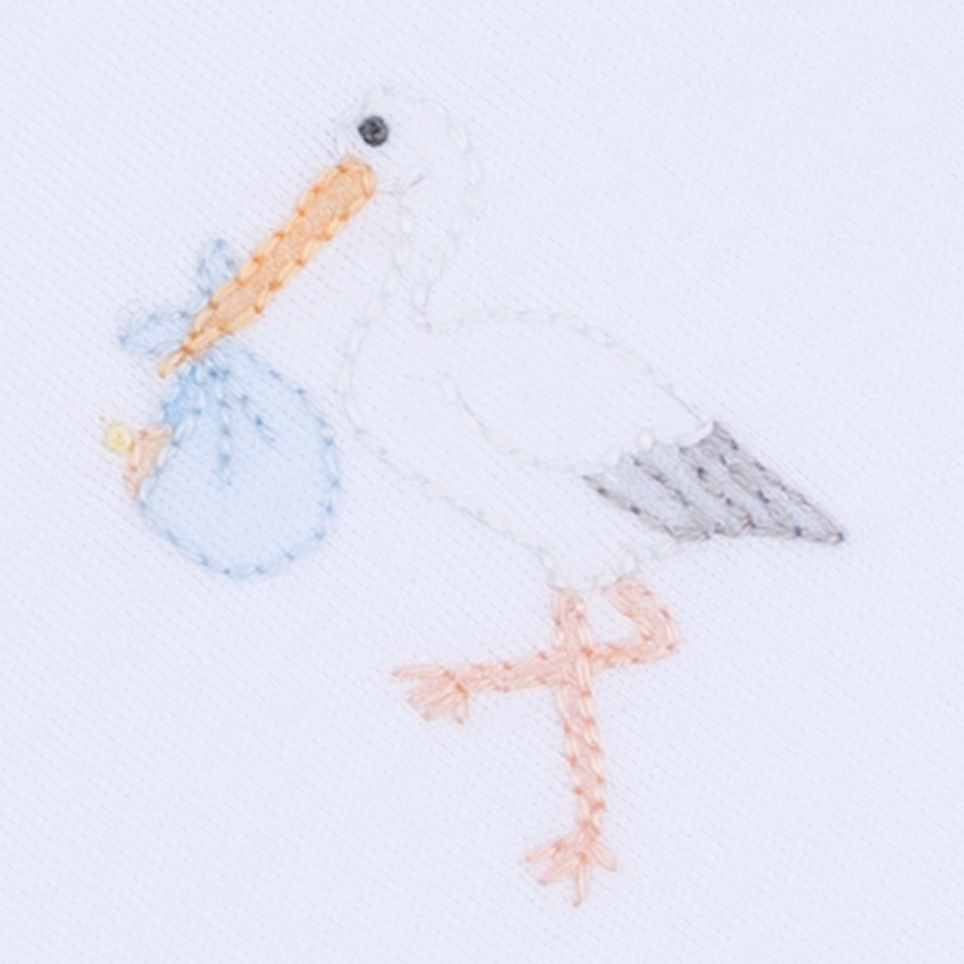 Light Blue Vintage Stork Bib