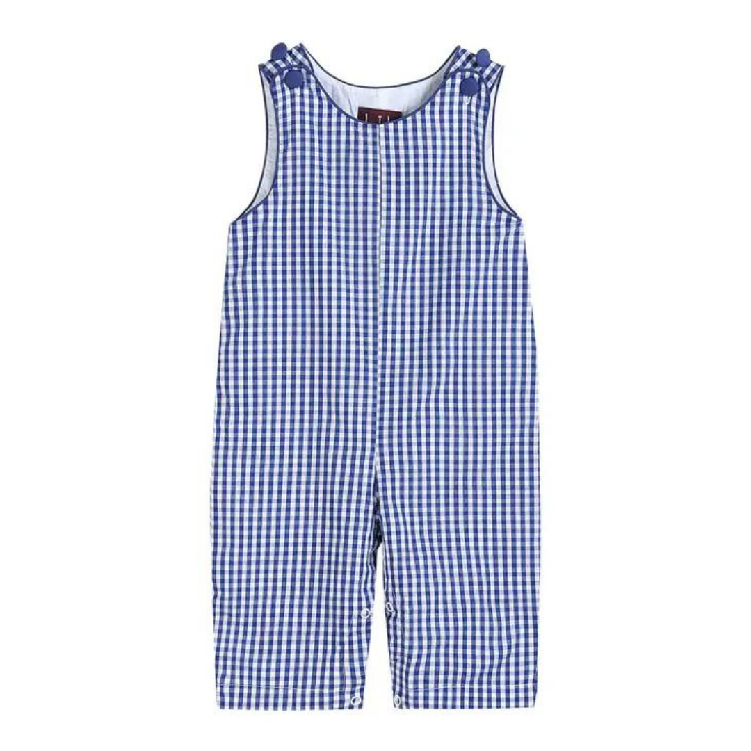 Dark Blue Gingham Overalls