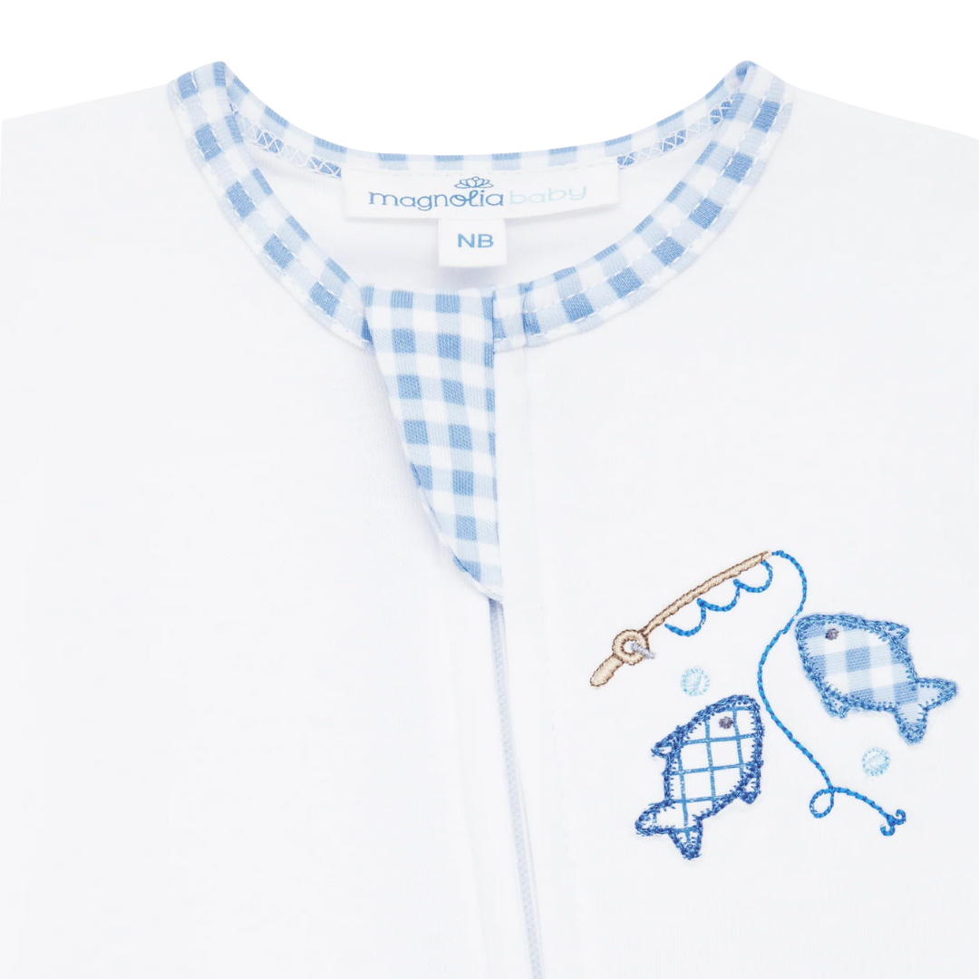Gone Fishing Applique Zip Footie