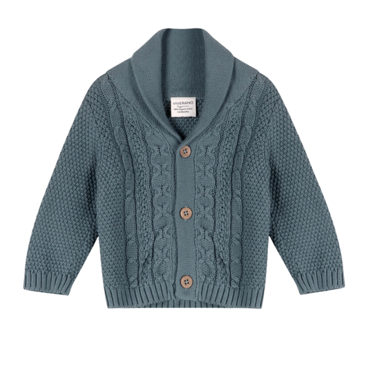 Shawl Collar Cable Knit Baby Cardigan Sweater