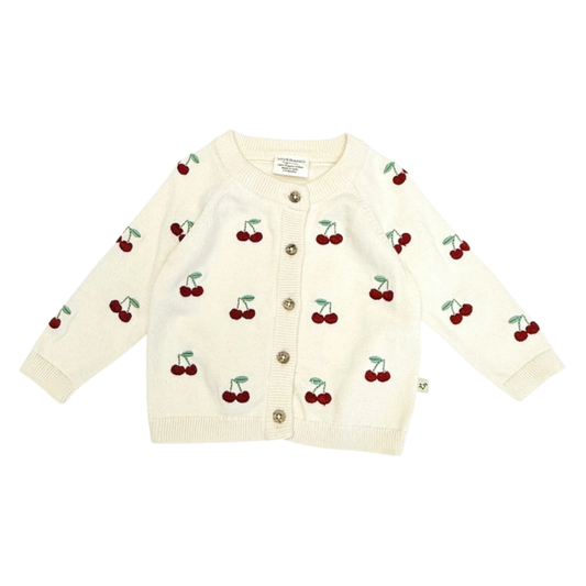 Cherry Embroidered Sweater Knit Baby Cardigan