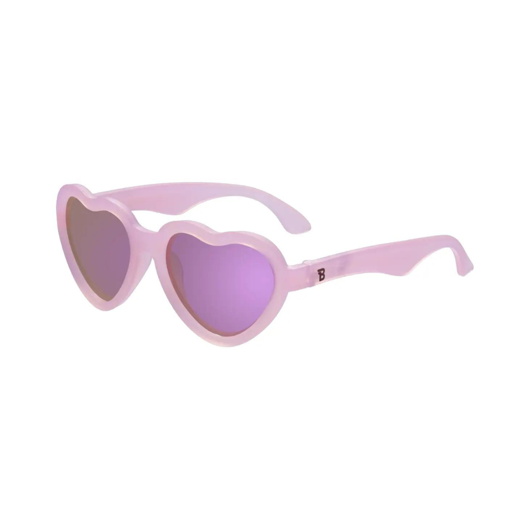 Polarized Heart: Frosted Pink with Purple Mirrored Lens