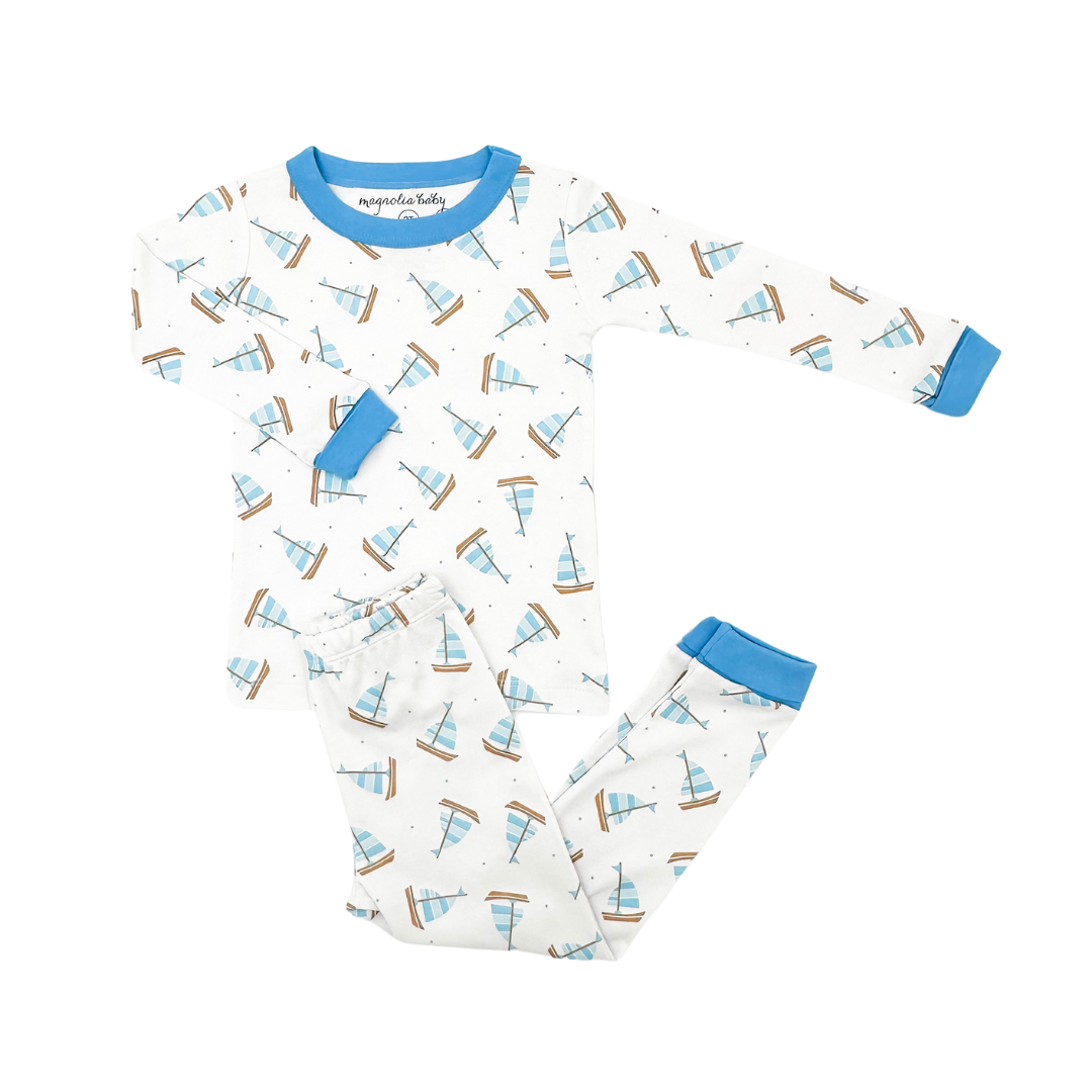 Tiny Sailboat Blue Long Pajamas