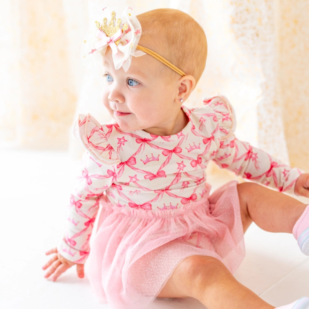 Princess Crown Tulle Bow Baby Headband
