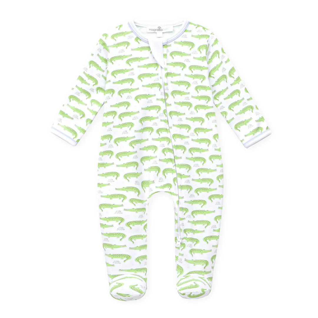 Bayou Baby Print Zip Footie