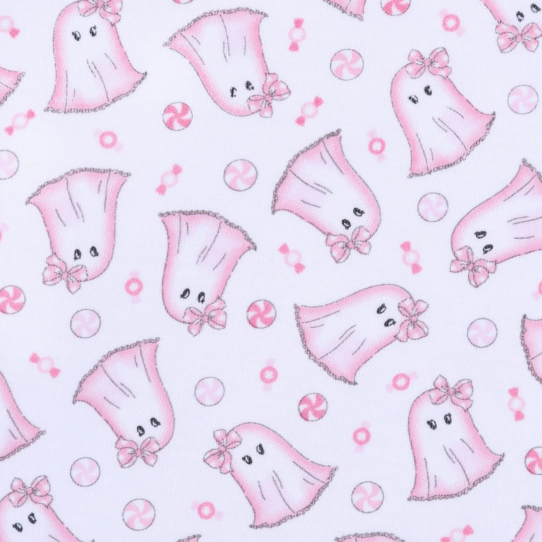 My Little Boo Pink Printed Ruffle Zipper Footie