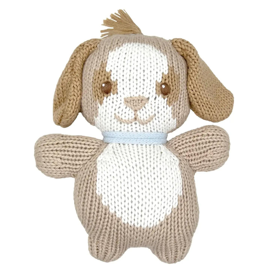 Puppy Knit Rattle - Blue