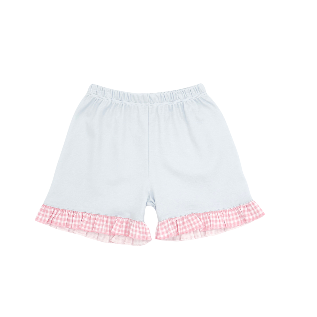 Sweet Cherry Applique Pink Ruffle Short Set