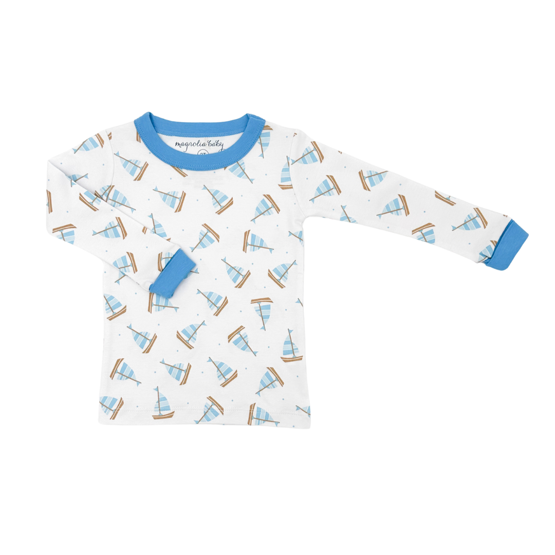 Tiny Sailboat Blue Long Pajamas