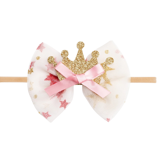 Princess Crown Tulle Bow Baby Headband