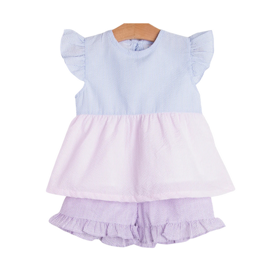 Cotton Candy Color Block Short Set