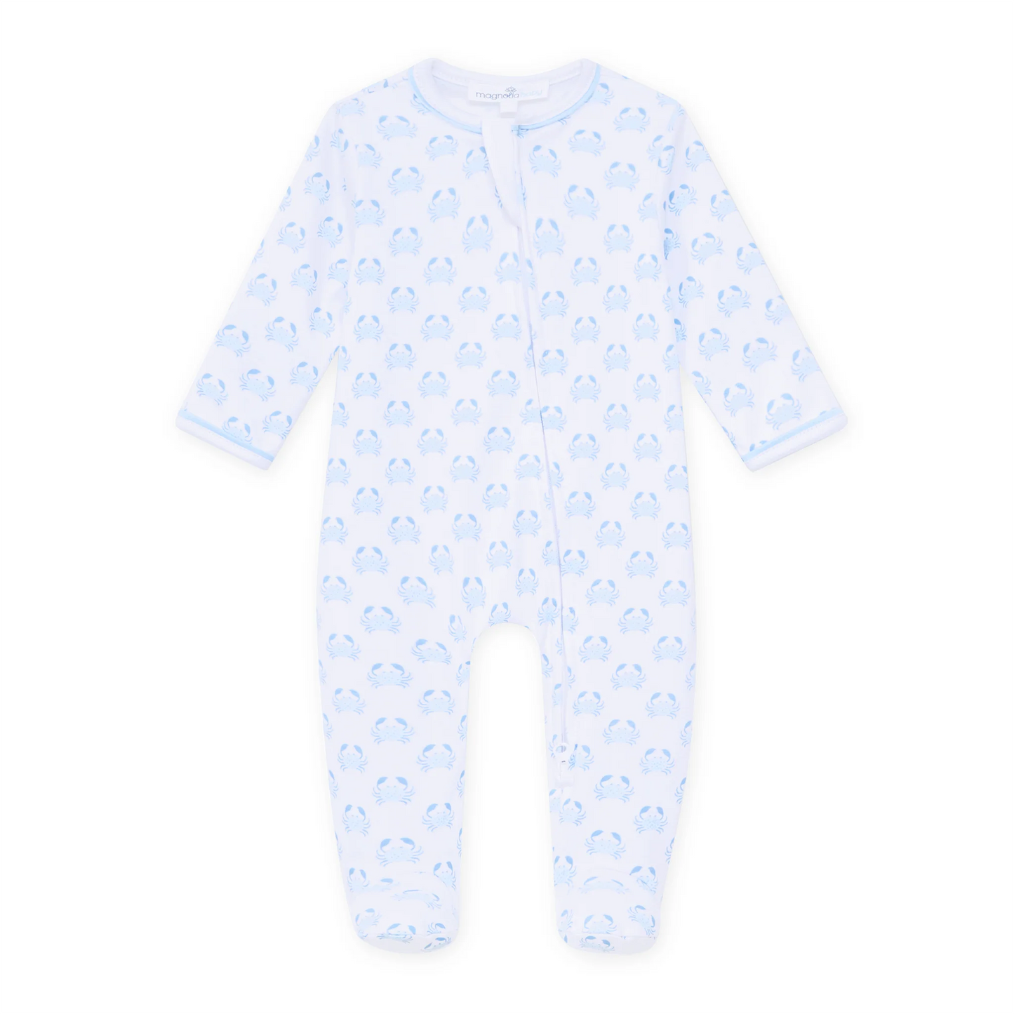 Little Crawlers Light Blue Print Zip Footie