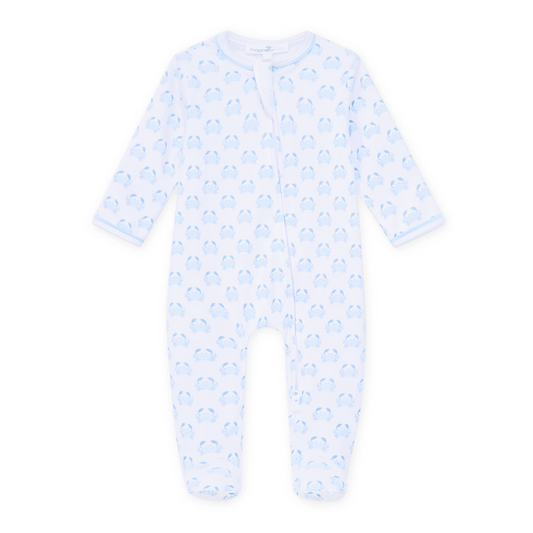 Little Crawlers Light Blue Print Zip Footie