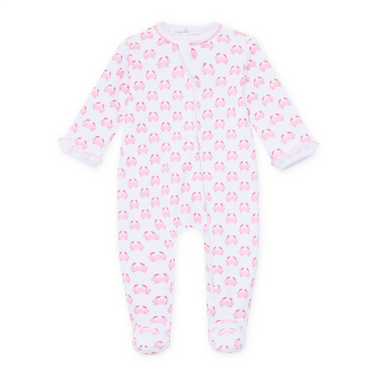 Little Crawlers Pink Print Ruffle Zip Footie