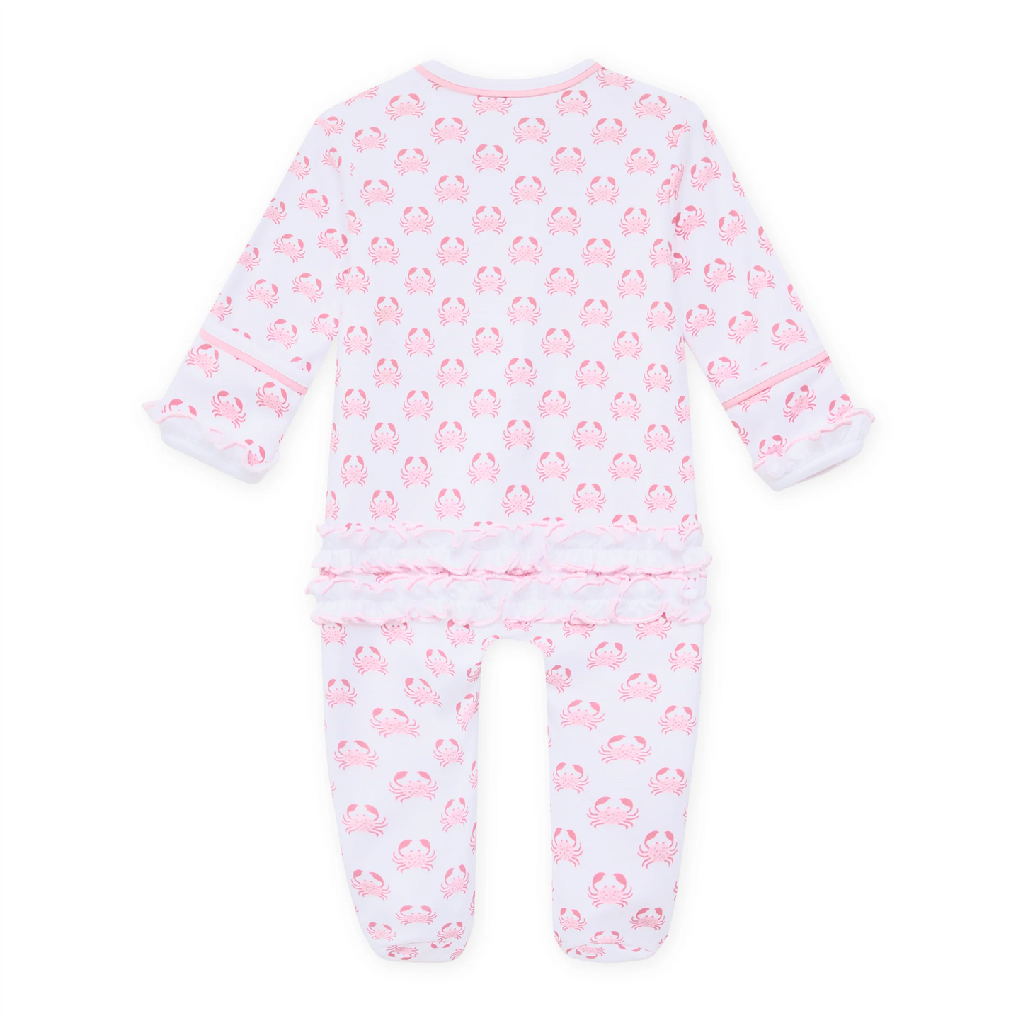 Little Crawlers Pink Print Ruffle Zip Footie