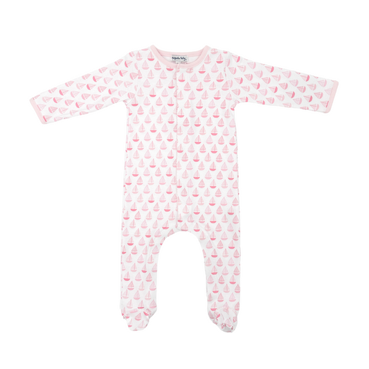 Sweet Sailing Pink Printed Footie