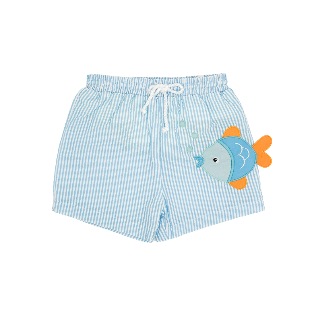 Swim Trunks with Fish Applique