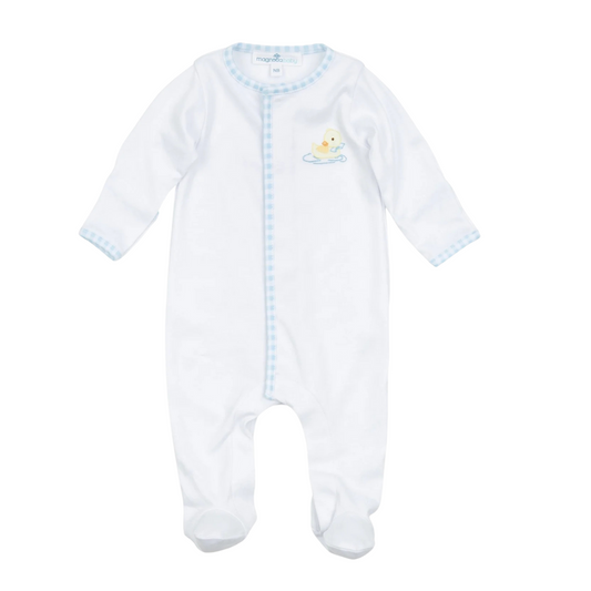 Little Waddlers Embroidered Light Blue Zipper Footie