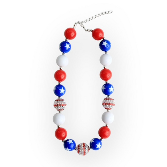 Red, White and Blue Beaded Necklace