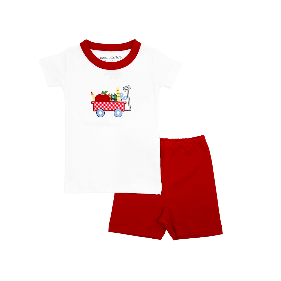 School Wagon Applique Short Pajamas