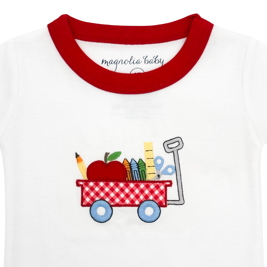 School Wagon Applique Short Pajamas