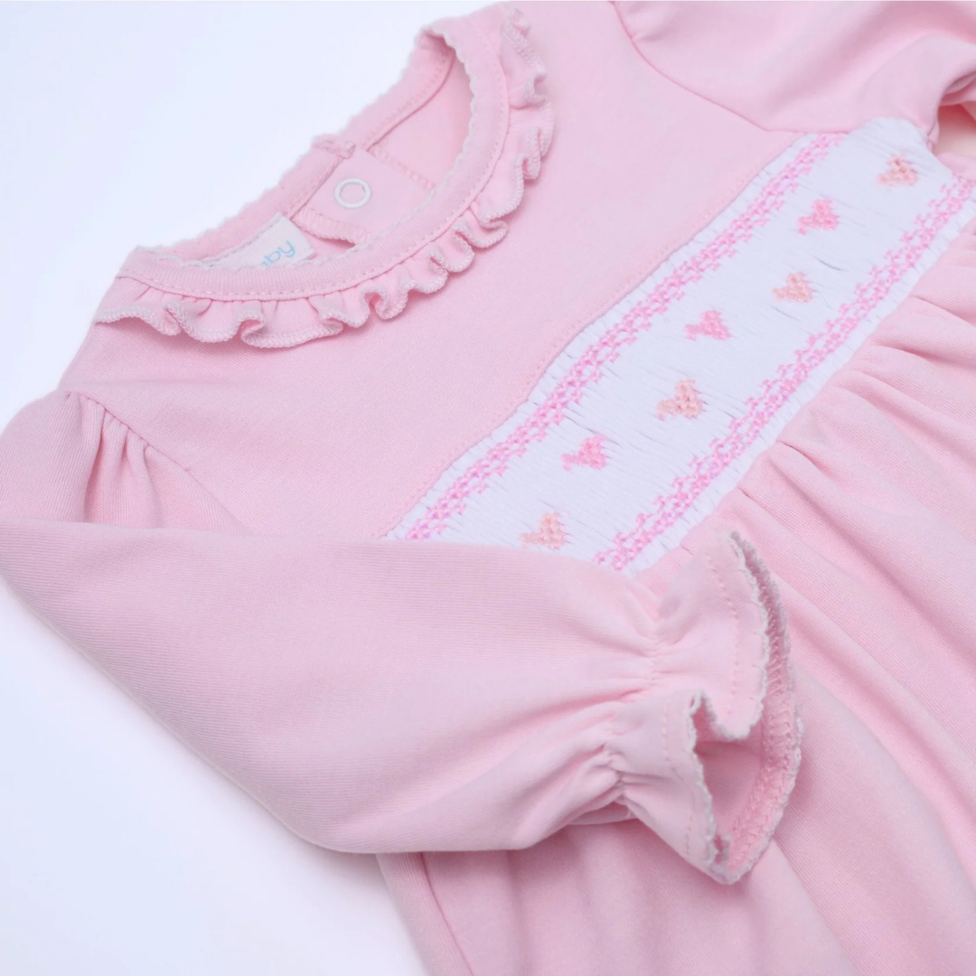 Valentine's Classics Pink Smocked Long Sleeve Dress