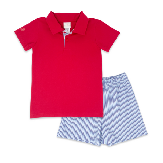 Parker Red and Pinstripe Short Set