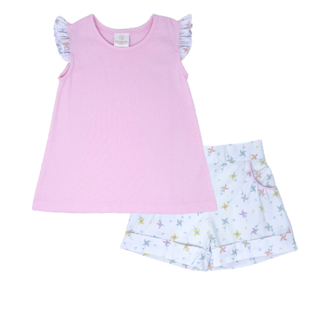 Pink and Pinwheel Angel Short Set